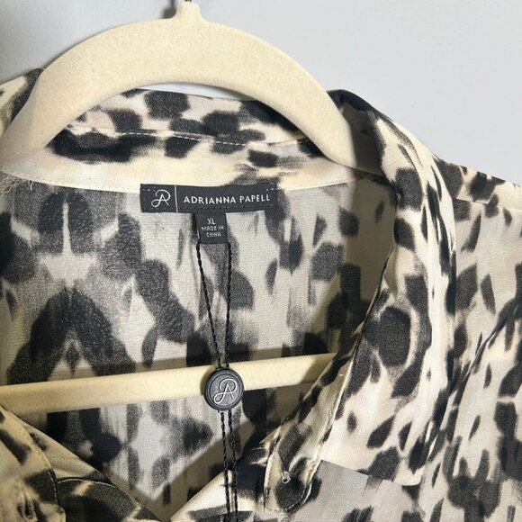 Adrianna Papell Draping Front Tie Long-sleeve Blouse XL - Picture 4 of 7